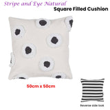 NNEDSZ VTWonen Stripe and Eye Natural Square Filled Cushion 50cm x 50cm