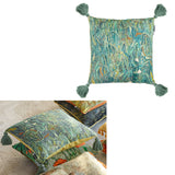 NNEDSZ Bedding House Van Gogh Ears of Wheat Green Filled Square Cushion