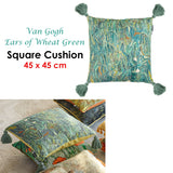 NNEDSZ Bedding House Van Gogh Ears of Wheat Green Filled Square Cushion