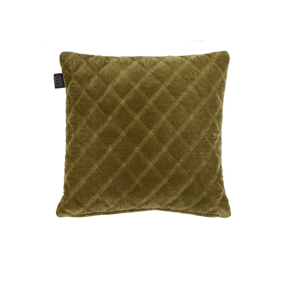 NNEDSZ Bedding House Vercors Luxury Cotton Velvet Filled Square Cushion - Olive Green
