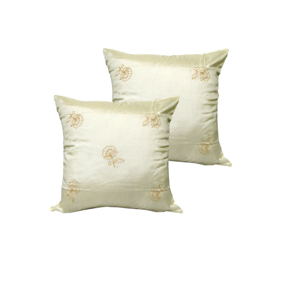 NNEDSZ Accessorize Set of 2 Tiarni Embroidery Faux Silk Square Cushion Covers