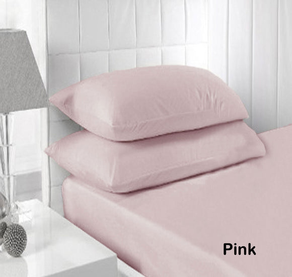 NNEDSZ Accessorize 250TC Fitted Sheet Set Pink - King