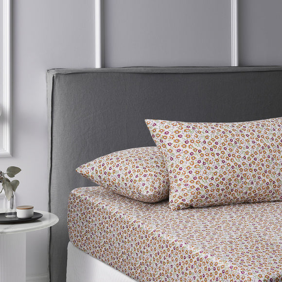 NNEDSZ Accessorize Lisa Green Washed Cotton Printed Fitted Sheet Set Double