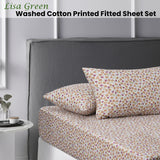 NNEDSZ Accessorize Lisa Green Washed Cotton Printed Fitted Sheet Set Double