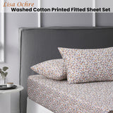 NNEDSZ Accessorize Lisa Ochre Washed Cotton Printed Fitted Sheet Set King