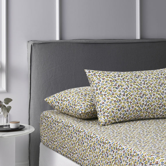 NNEDSZ Accessorize Lisa Teal Washed Cotton Printed Fitted Sheet Set King