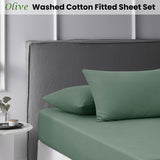 NNEDSZ Accessorize Olive Washed Cotton Fitted Sheet Set King