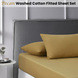 NNEDSZ Accessorize Pecan Washed Cotton Fitted Sheet Set Single