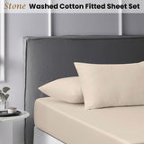 NNEDSZ Accessorize Stone Washed Cotton Fitted Sheet Set King