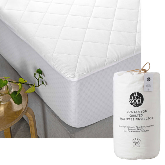 NNEDSZ Accessorize Cotton Quilted Mattress Protector King Single