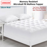 NNEDSZ Cloudland 1000GSM Memory Resistant Microball Fill Mattress Topper King Single