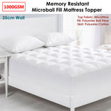 NNEDSZ Cloudland 1000GSM Memory Resistant Microball Fill Mattress Topper Single