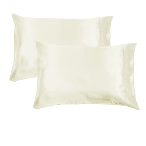 NNEDSZ Accessorize 300TC Deluxe Essentials Satin Standard Pillowcases Stone (Ivory)