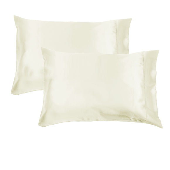NNEDSZ Accessorize 300TC Deluxe Essentials Satin Standard Pillowcases Stone (Ivory)