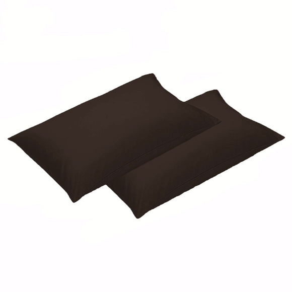 NNEDSZ 500TC Pair of Cotton Standard Pillowcases Chocolate