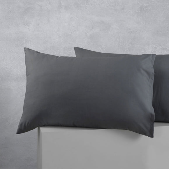 NNEDSZ Accessorize Pair of Cotton Polyester Standard Pillowcases Charcoal
