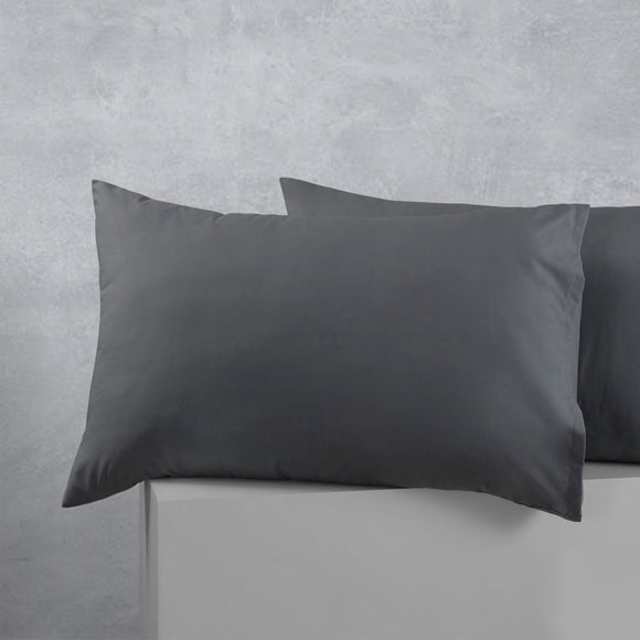 NNEDSZ Accessorize Pair of Cotton Polyester Standard Pillowcases Charcoal