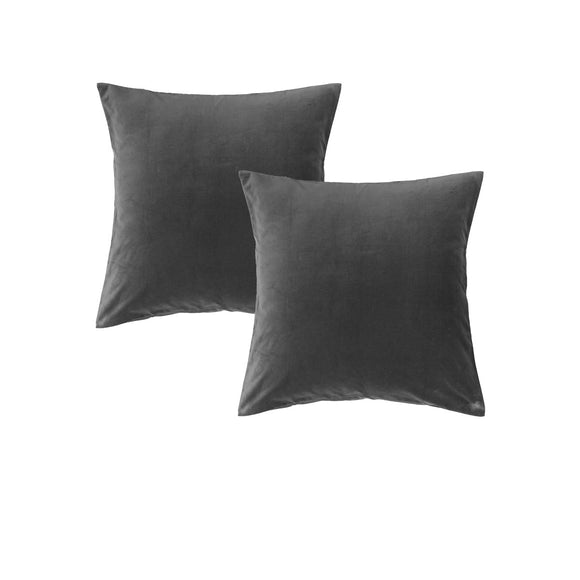 NNEDSZ Vintage Design Homewares Pair of Cotton Velvet European Pillowcases Storm Grey
