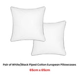 NNEDSZ Accessorize Pair of White/Black Piped Hotel Deluxe Cotton European Pillowcases