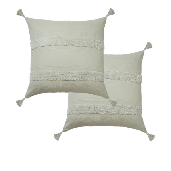 NNEDSZ Accessorize Pair of Indra Cotton Tassel European Pillowcases - Grey