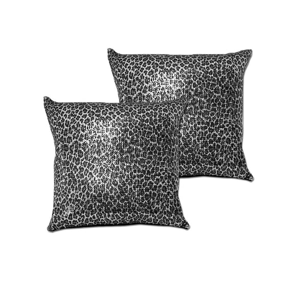 NNEDSZ Accessorize Pair of Leopard Black Sequined European Pillowcases