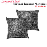 NNEDSZ Accessorize Pair of Leopard Black Sequined European Pillowcases