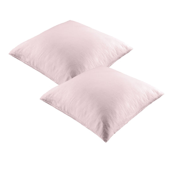 NNEDSZ Vintage Design Homewares Pair of 100% Linen European Pillowcases Blush
