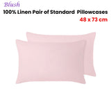 NNEDSZ Vintage Design Homewares 100% Linen Pair of Standard Pillowcases Blush 48 x 73 cm