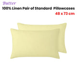 NNEDSZ Vintage Design Homewares 100% Linen Pair of Standard Pillowcases Butter 48 x 73 cm