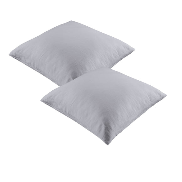NNEDSZ Vintage Design Homewares Pair of 100% Linen European Pillowcases Dove Grey