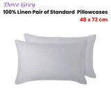 NNEDSZ Vintage Design Homewares 100% Linen Pair of Standard Pillowcases Dove Grey 48 x 73 cm