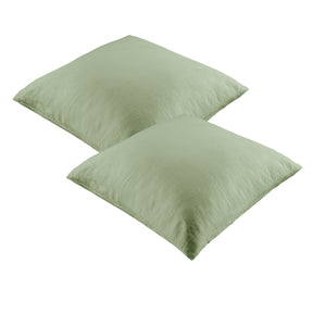 NNEDSZ Vintage Design Homewares Pair of 100% Linen European Pillowcases Sage