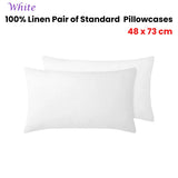 NNEDSZ Vintage Design Homewares 100% Linen Pair of Standard Pillowcases White 48 x 73 cm