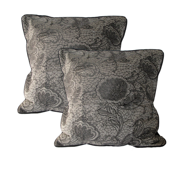 NNEDSZ Accessorize Pair of Trudie Lace European Pillowcases Black