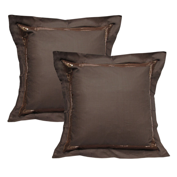 NNEDSZ Accessorize Pair of Sequins Chocolate European Pillowcases 65 x 65 cm