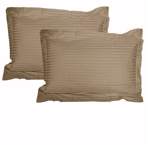 NNEDSZ Accessorize 325TC Pair of Stripe Jumbo / Queen Pillowcases Mocha
