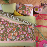 NNEDSZ Oilily Amelie Sits Mix Green Cotton Sateen Quilt Cover Set King
