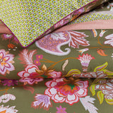 NNEDSZ Oilily Amelie Sits Mix Green Cotton Sateen Quilt Cover Set Queen