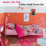 NNEDSZ Oilily Amelie Sits Pink Cotton Quilt Cover Set Single