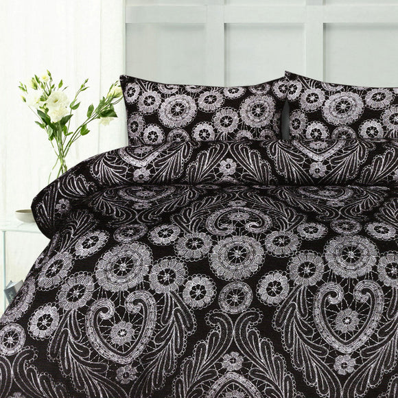 NNEDSZ Big Sleep Batik Black Quilt Cover Set Double