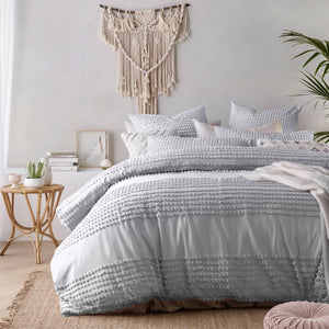 NNEDSZ Vintage Design Homewares Betty Silver Quilt Cover Set Queen
