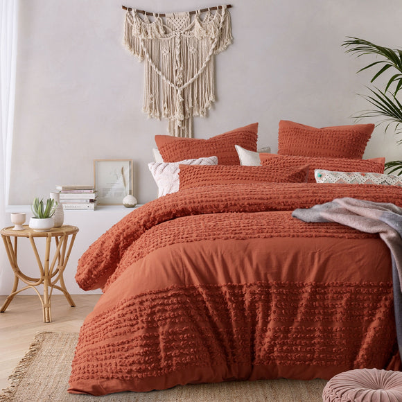 NNEDSZ Vintage Design Homewares Betty Tobacco Quilt Cover Set Queen