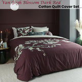 NNEDSZ Bedding House Van Gogh Blossom Dark Red Cotton Quilt Cover Set Queen