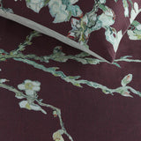 NNEDSZ Bedding House Van Gogh Blossom Dark Red Cotton Quilt Cover Set Queen