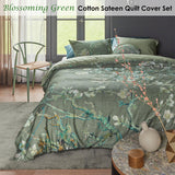 NNEDSZ Bedding House Blossoming Green Cotton Sateen Quilt Cover Set King