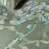 NNEDSZ Bedding House Blossoming Green Cotton Sateen Quilt Cover Set Queen