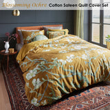 NNEDSZ Bedding House Blossoming Ochre Cotton Sateen Quilt Cover Set Queen