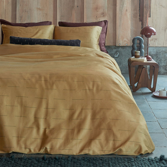 NNEDSZ Studio Blurred Lines Yellow Cotton Sateen Quilt Cover Set King