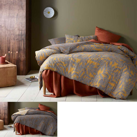 NNEDSZ Accessorize Clove Washed Cotton Printed Reversible Quilt Cover Set King