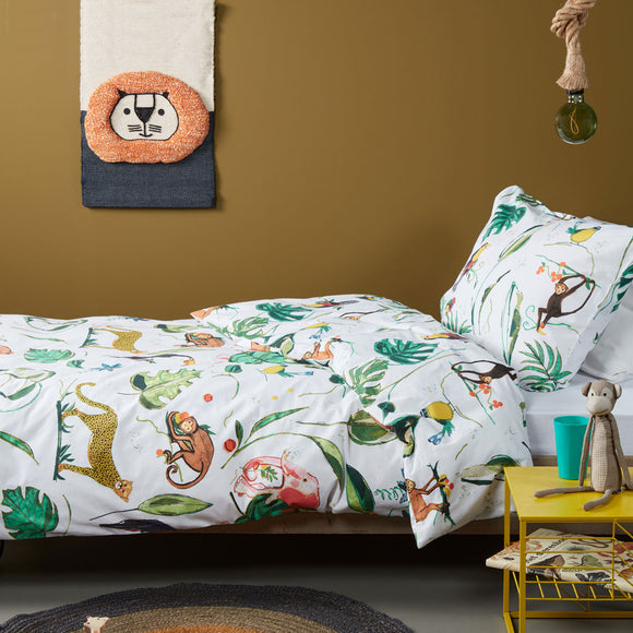 NNEDSZ Bedding House Crazy Jungle Multi Cotton Quilt Cover Set Single
